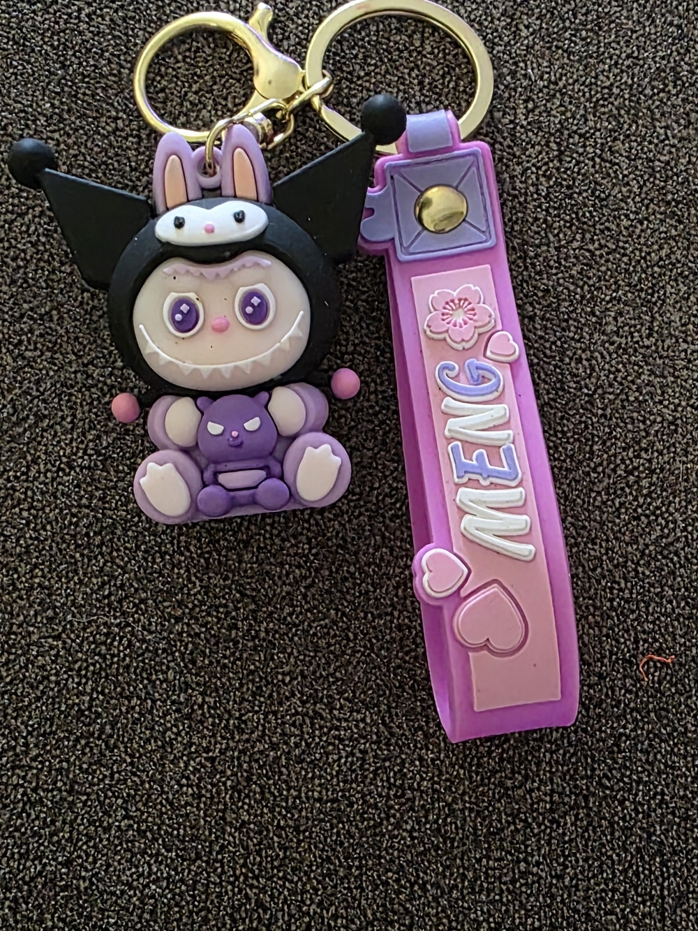Purple Cute Bunny Monster Keychain for Kids - Strap